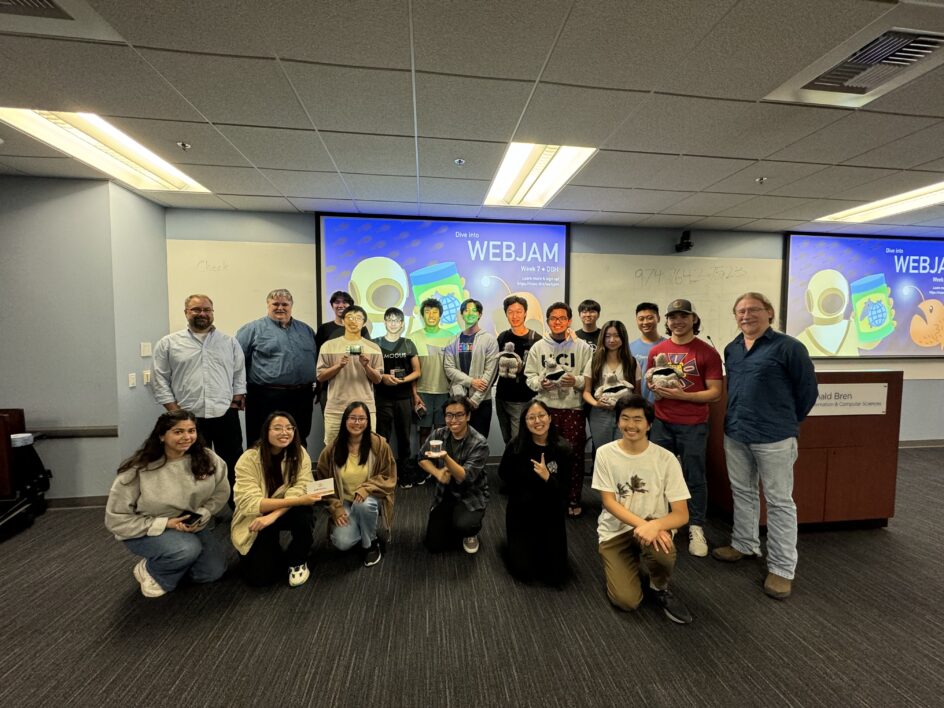 WebJam 2023 winners with WebJam 2023 organizers and judges.