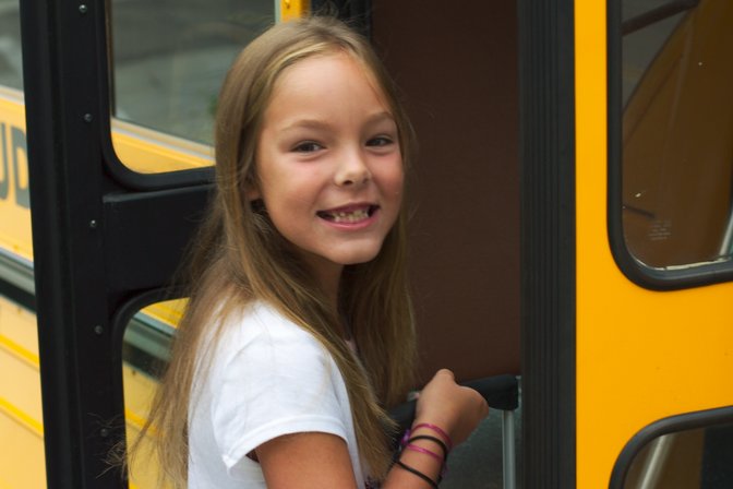 Danielle boards the bus