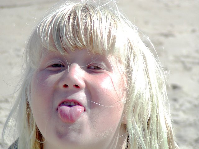 Sara makes a face