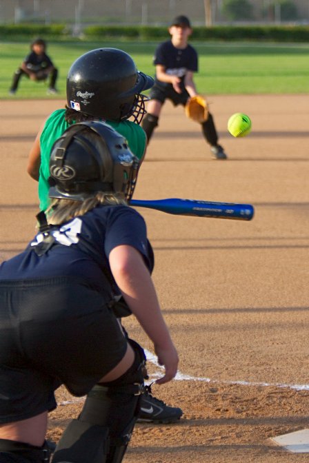 Ashley hitting into a fielder's choice