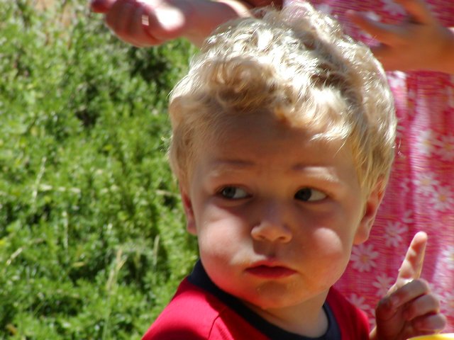 Timothy pointing up