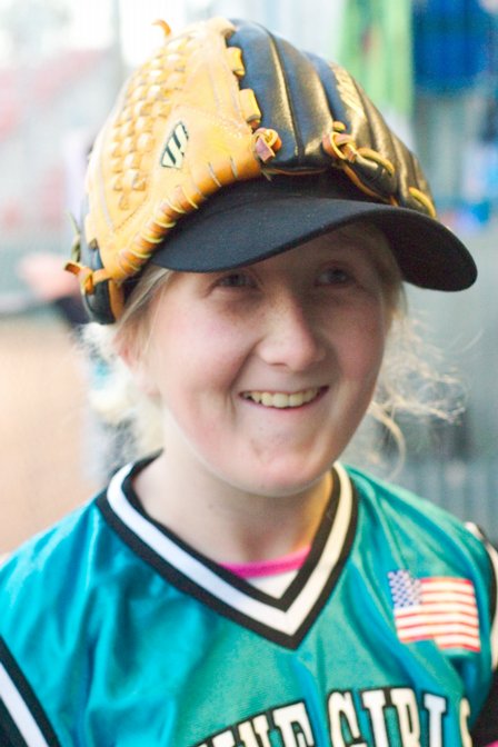 Sara being silly in the dugout