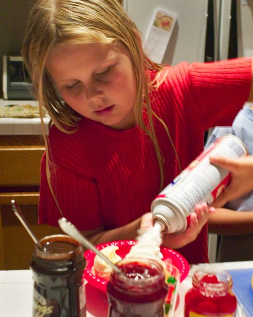 Lee making a sundae