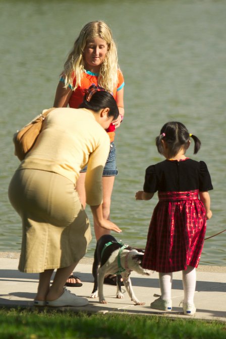 Sara, Kebin, and Michelle by the lake